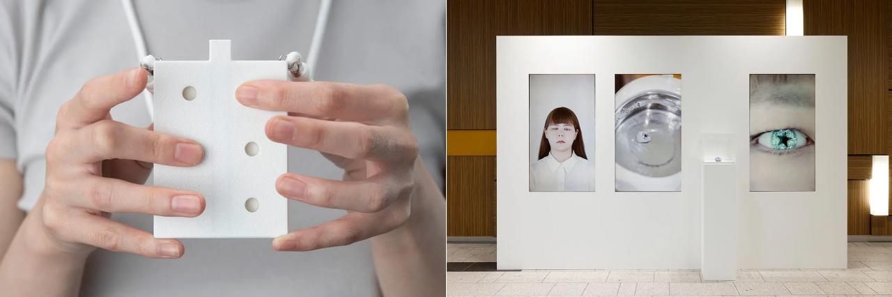 (左)デザインコンペ グランプリ作品「BRAILLE PARROTER」 (右)アートコンペ グランプリ作品「My Gaze, My Choice.」