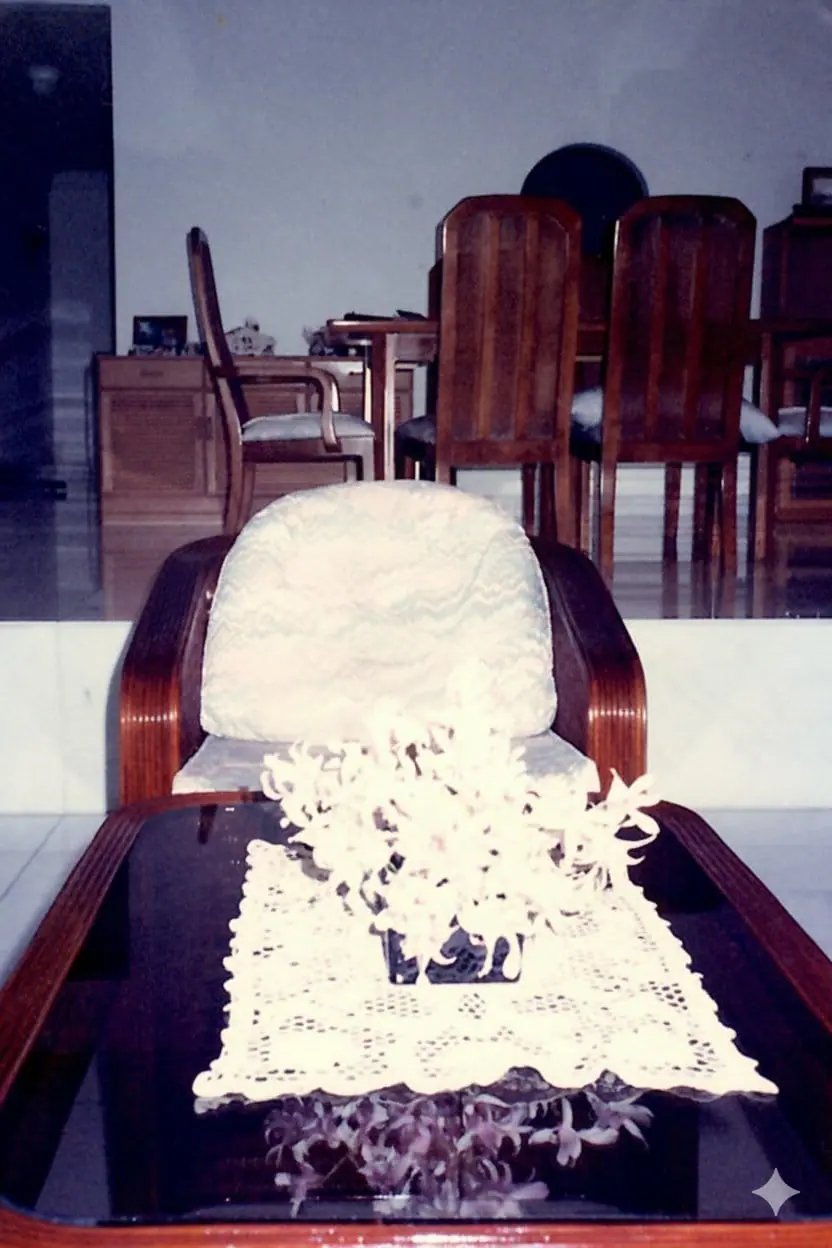 マレーシアのリビング・ダイニング。奥に見えるのがダイニングチェア