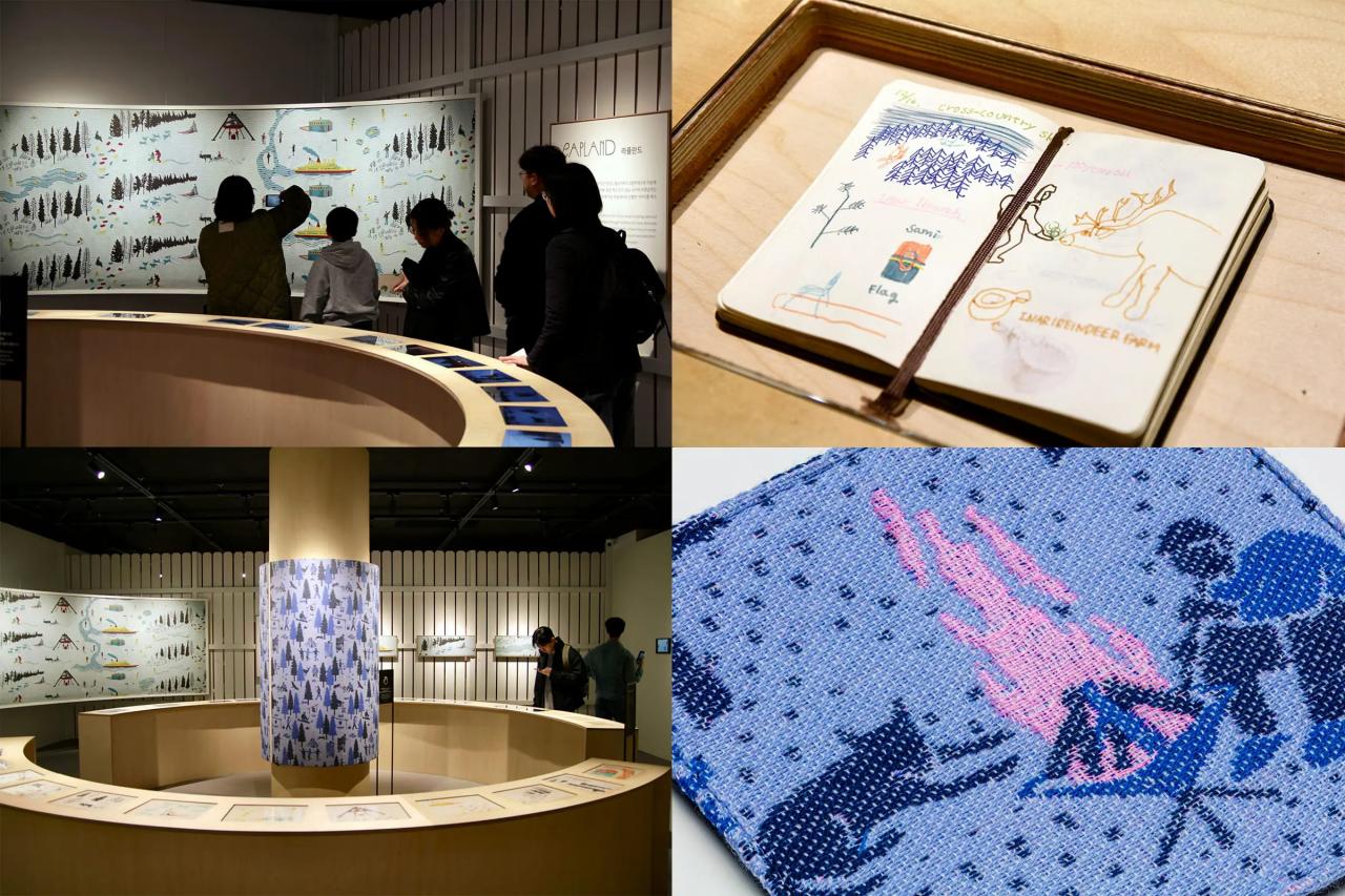 Chapter 7「冬の遊び場」。株式会社ZOZO NEXTとコラボレーションして開発した「THERMO TEXTILE」は、手で触れたり息を吹きかけることで生地が温まると隠れていた絵柄が浮かび上がり、生地が冷めるとそれが徐々に消えていくインタラクティブなテキスタイル。写真下は「THERMO TEXTILE Series #01 “camp”」