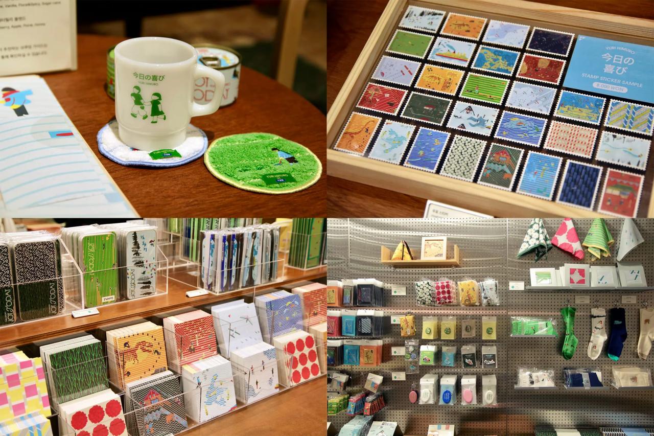 ステーショナリーや食器、タオル、フレグランス、スマートフォンケースなど約100種類もの展覧会グッズが展開された